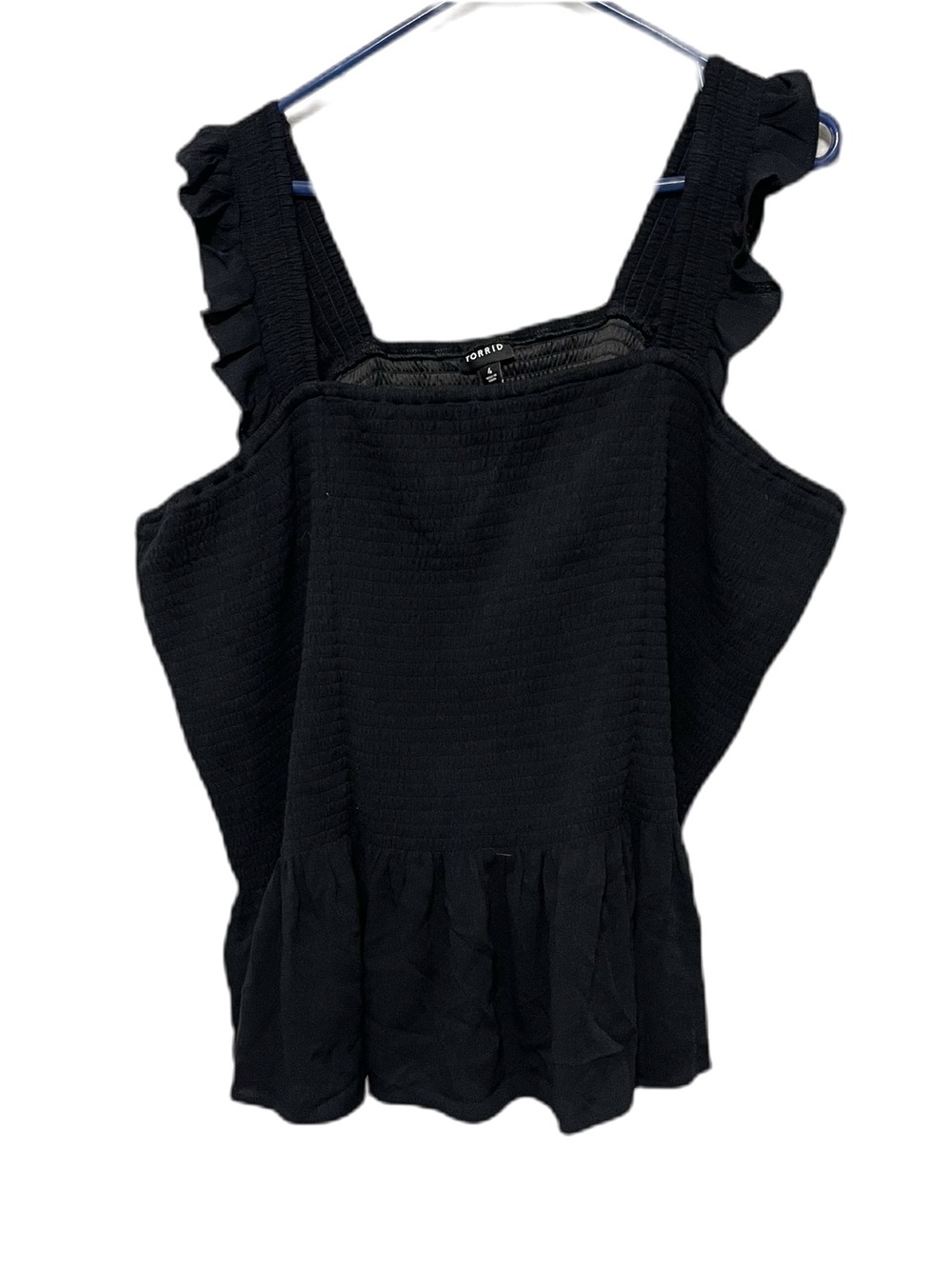 Torrid Ruffle Peplum Smocked Tank Top Black Summer Stretch Womens 4X